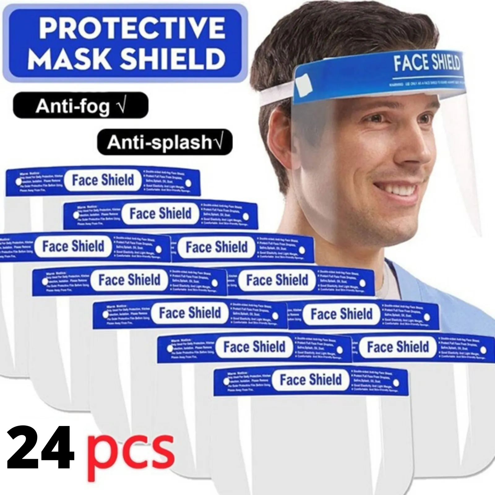 24x Safety Full Face Shield | Clear Glasses | Anti-Fog | Eye Protector | Shop Dental