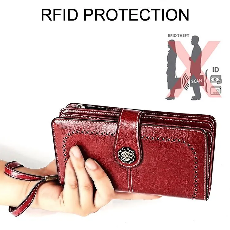 3556 Large Capacity Long Multi-function Anti-magnetic Rfid Wallet Clutch for Women with Card Slots