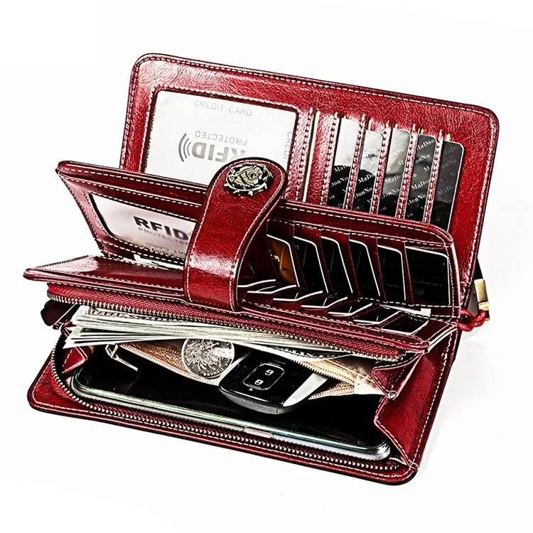 3556 Large Capacity Long Multi-function Anti-magnetic Rfid Wallet Clutch for Women with Card Slots