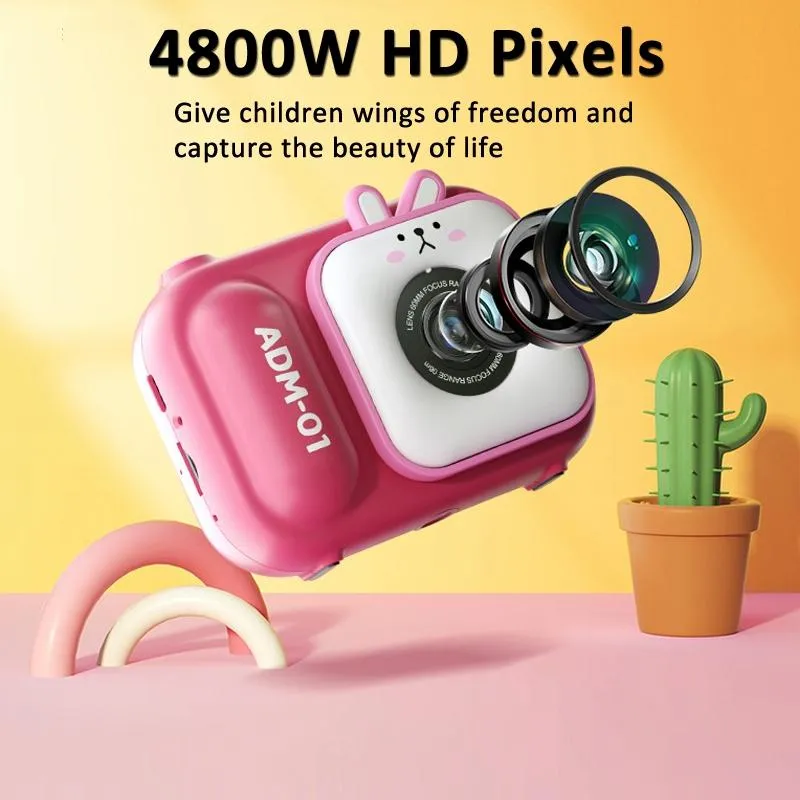 48MP Dual Lens Kids Digital Camera with 2.4" IPS Screen & 32GB TF Card | Blue Fox | With 32GB TF Card Pink Bunny