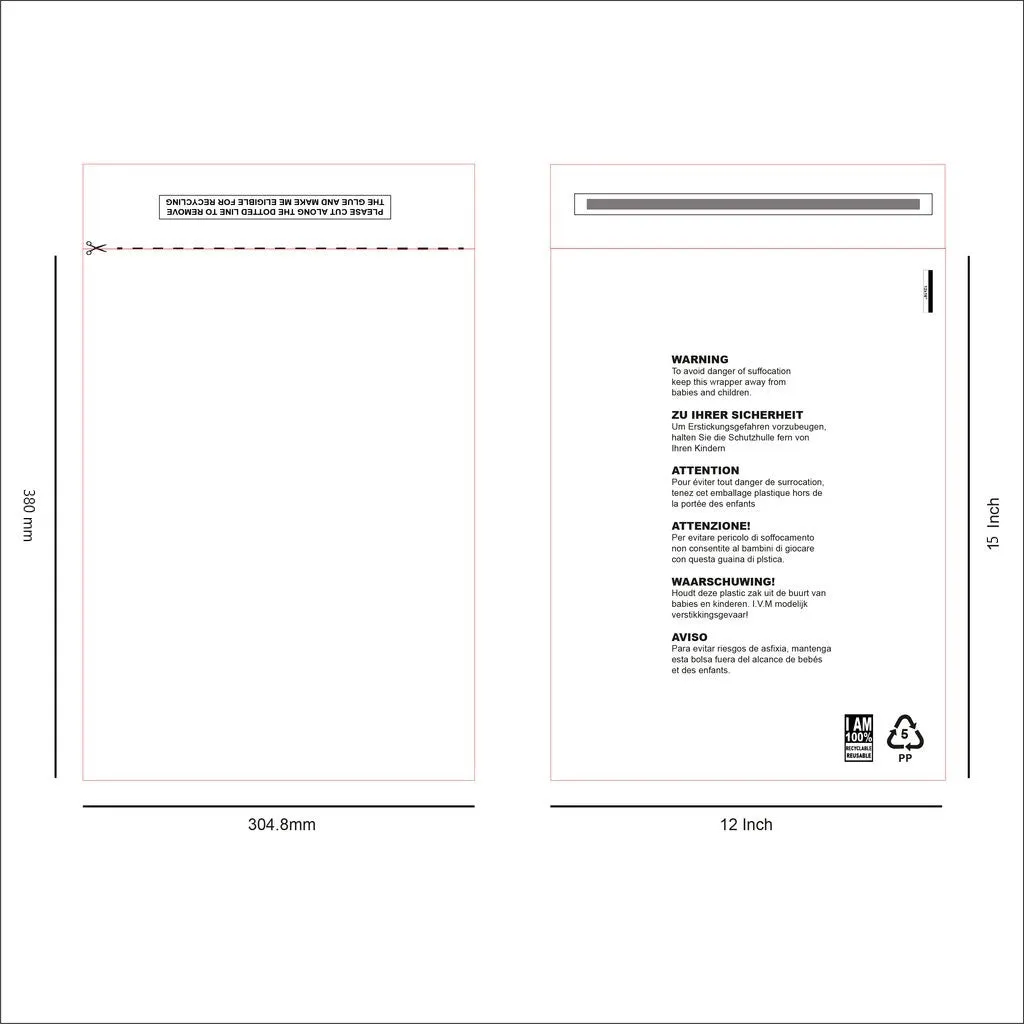 Clear Garment Bag  (12x15 inch/30x38cm)