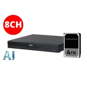 Dahua 8ch NVR with 4TB installed, DHI-NVR4208-8P-AI/ANZ-4TB