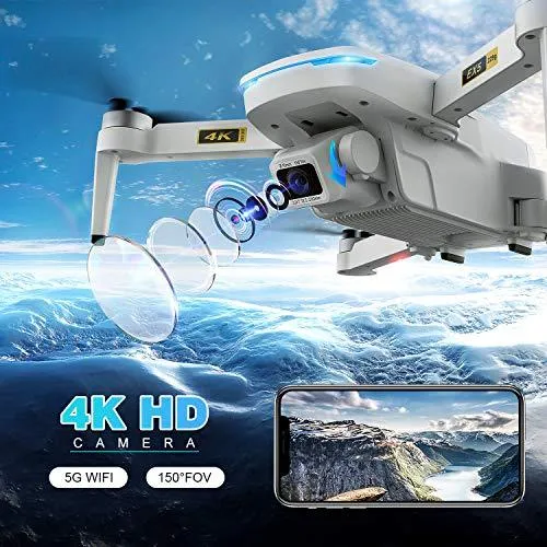 EACHINE EX5 GPS Mini Drone with 4K UHD Camera for Adults 5G GHz Wifi FPV Floadbale Drones Quadcopter with Brushless Motor 1000m Control Range, 60 Mins Flight Time，Auto Return Home, Follow Me