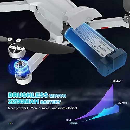 EACHINE EX5 GPS Mini Drone with 4K UHD Camera for Adults 5G GHz Wifi FPV Floadbale Drones Quadcopter with Brushless Motor 1000m Control Range, 60 Mins Flight Time，Auto Return Home, Follow Me