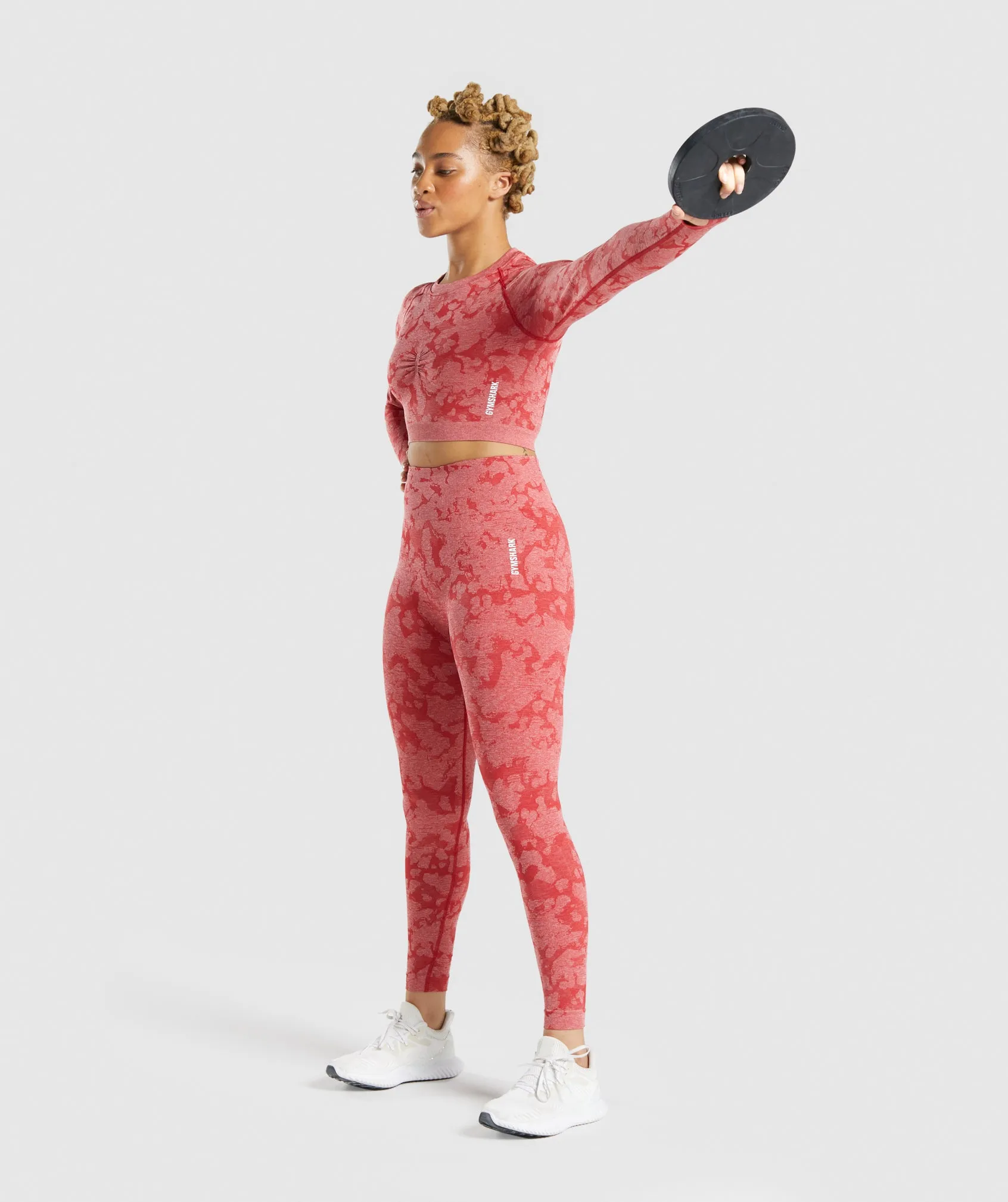 Gymshark Adapt Camo Seamless Long Sleeve Crop Top - Red