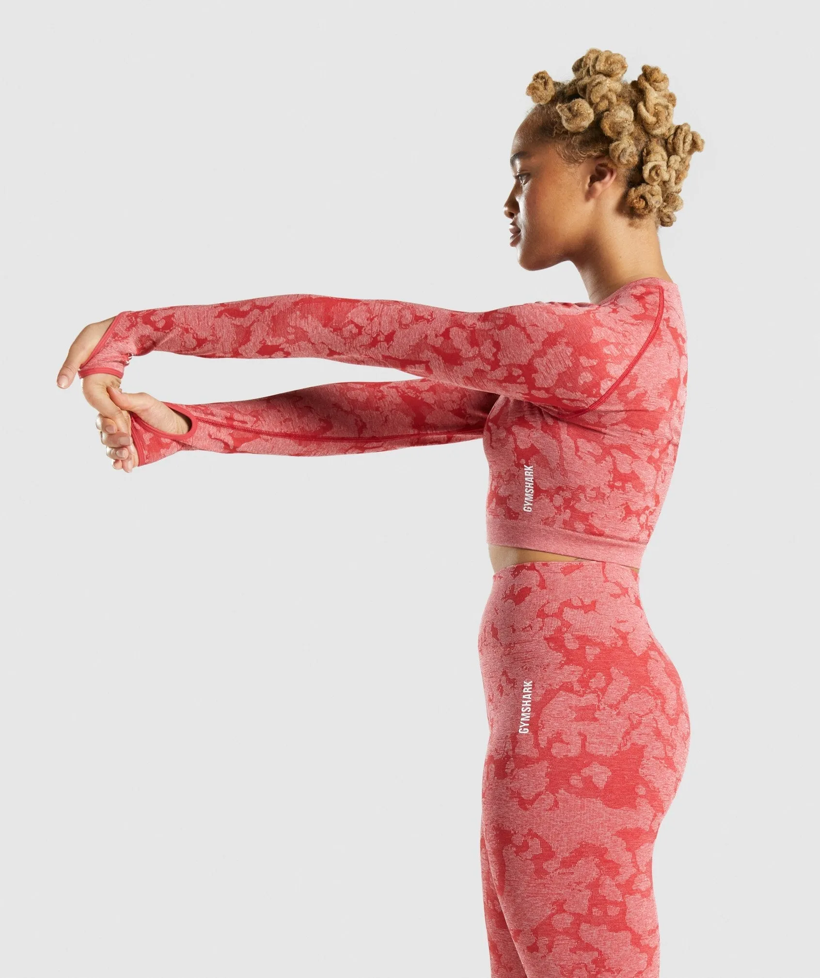 Gymshark Adapt Camo Seamless Long Sleeve Crop Top - Red