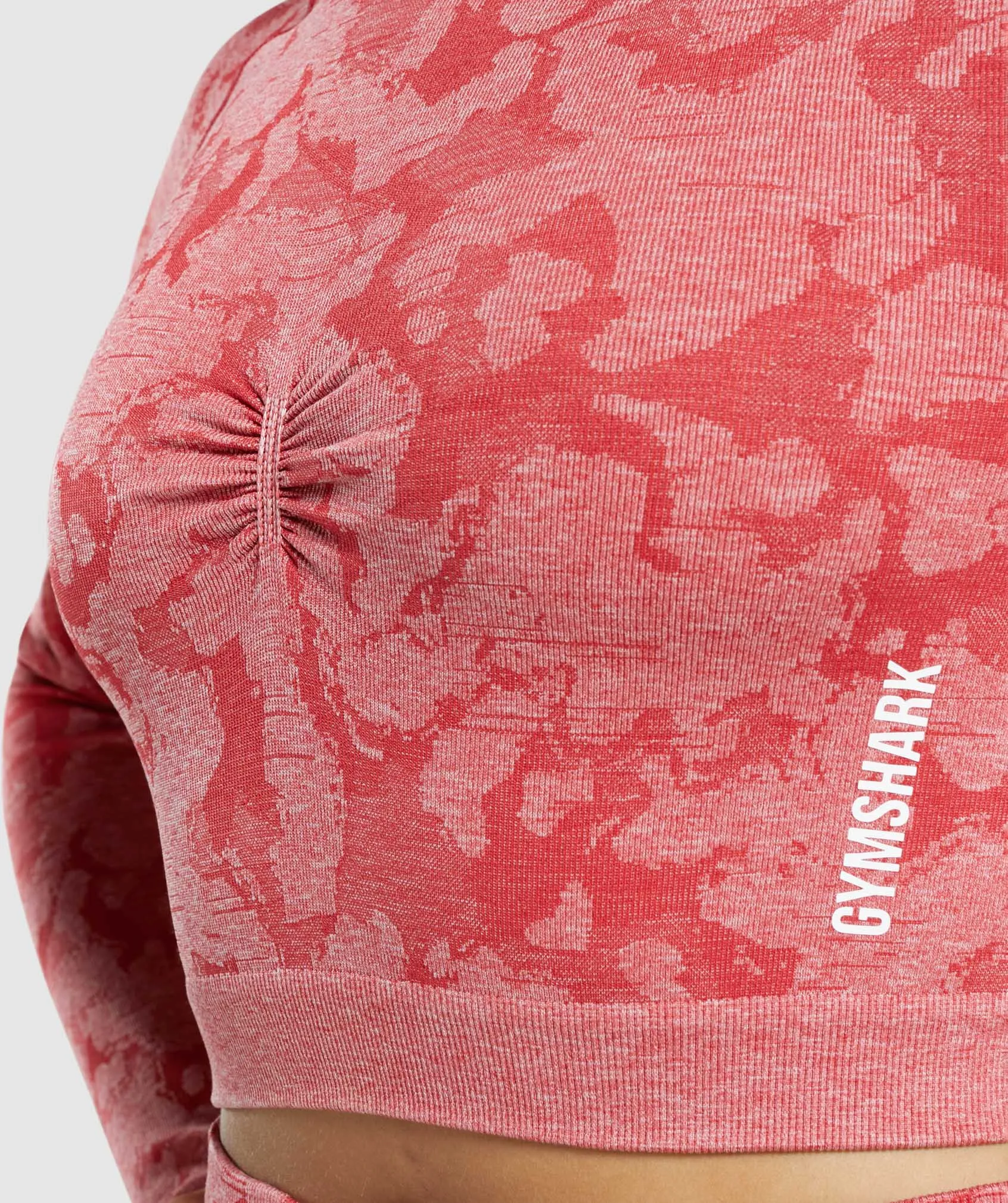 Gymshark Adapt Camo Seamless Long Sleeve Crop Top - Red